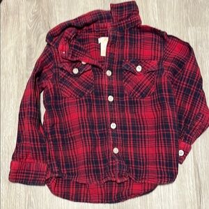 4/$20 Plaid Kids Shirt - Red and Black